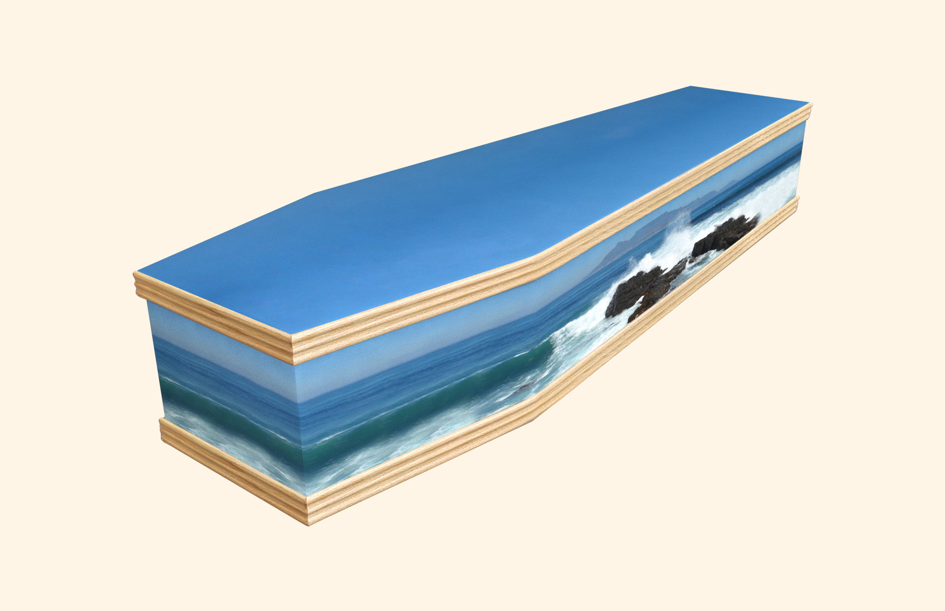 Cascading Waves design on a classic coffin