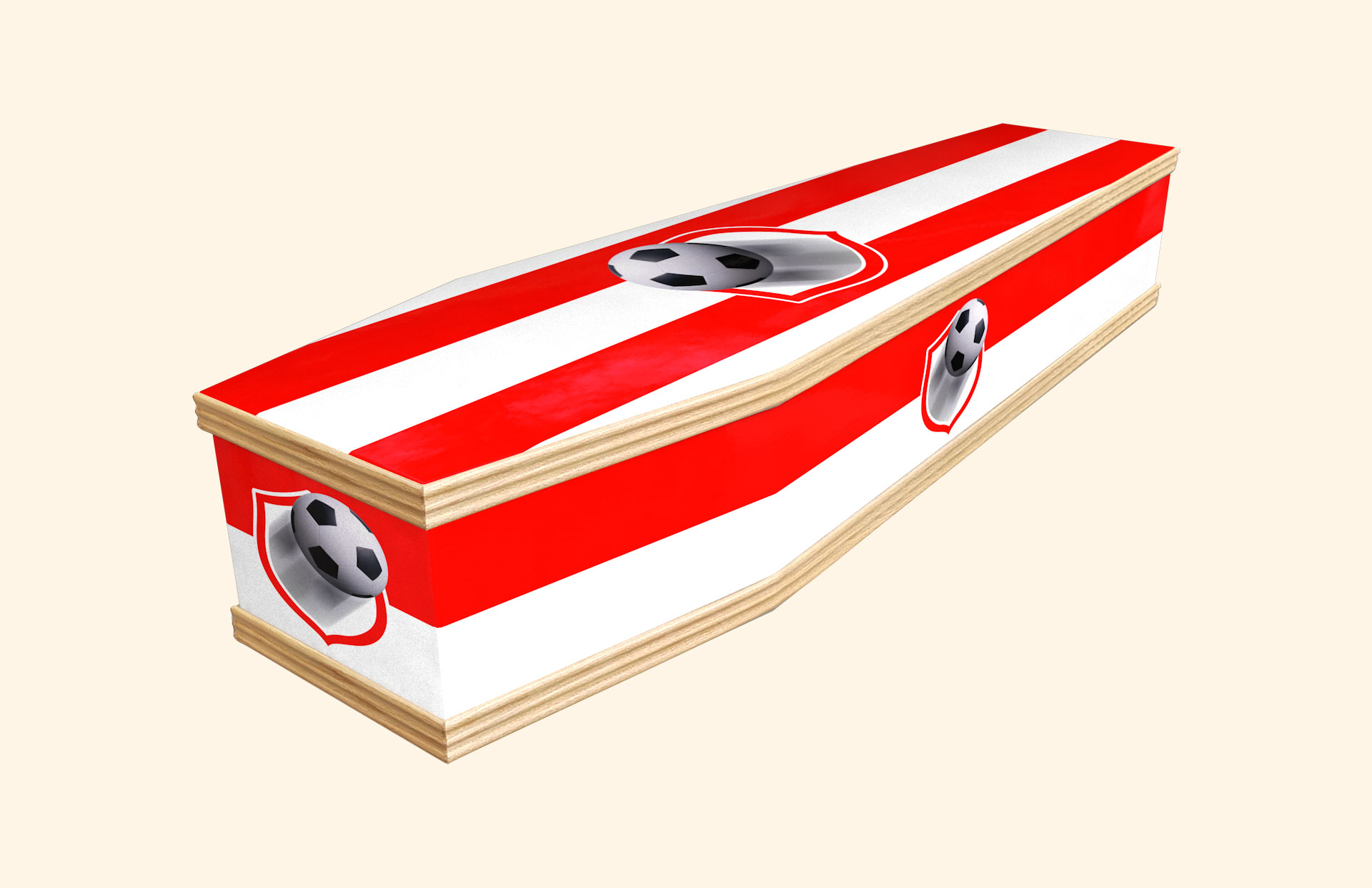 Supporting Colours design in red on a classic coffin