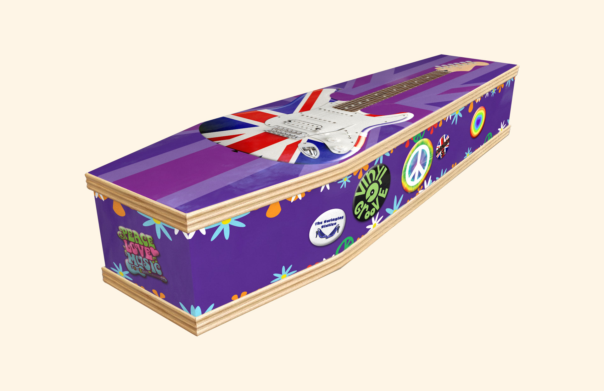 Swinging 60s design on a classic coffin