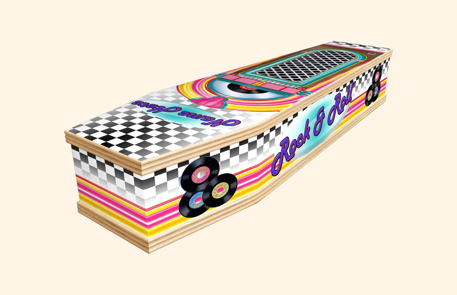Cool 50s design on a classic coffin