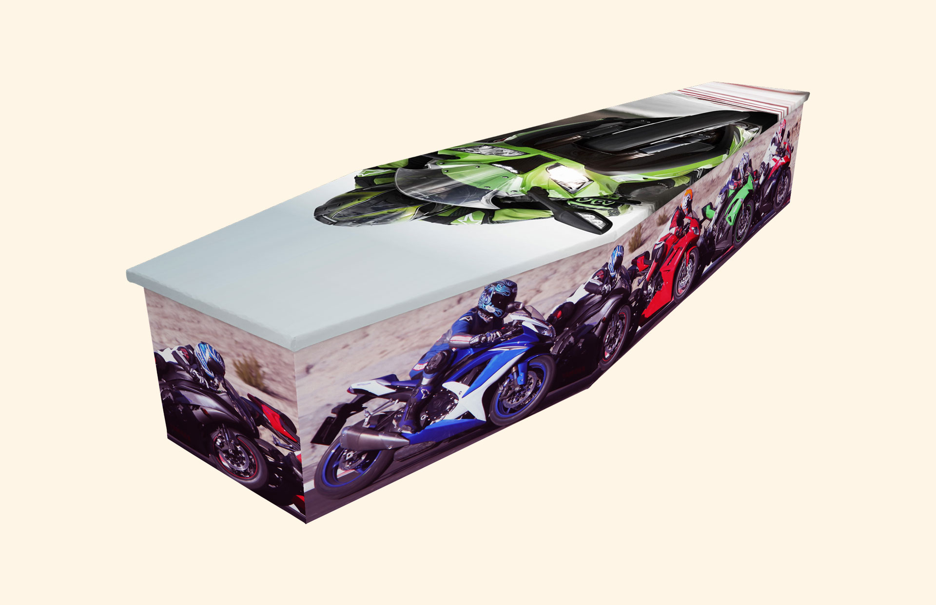 Speed design on a cardboard coffin