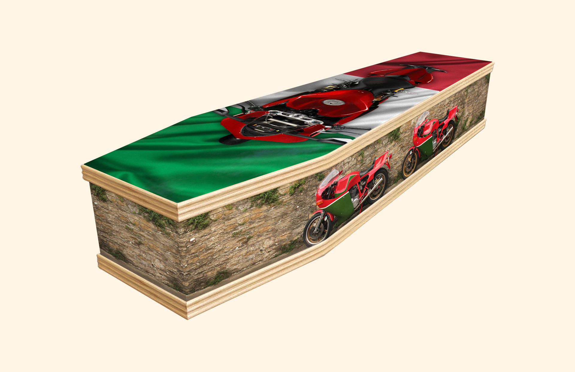 Italian Biker design on a classic coffin