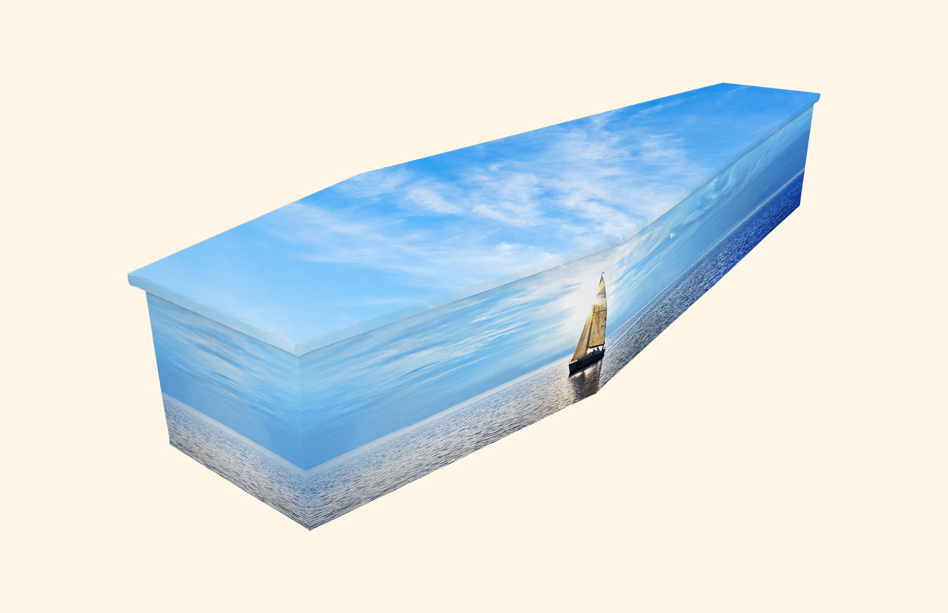 Plain Sailing design on a cardboard coffin