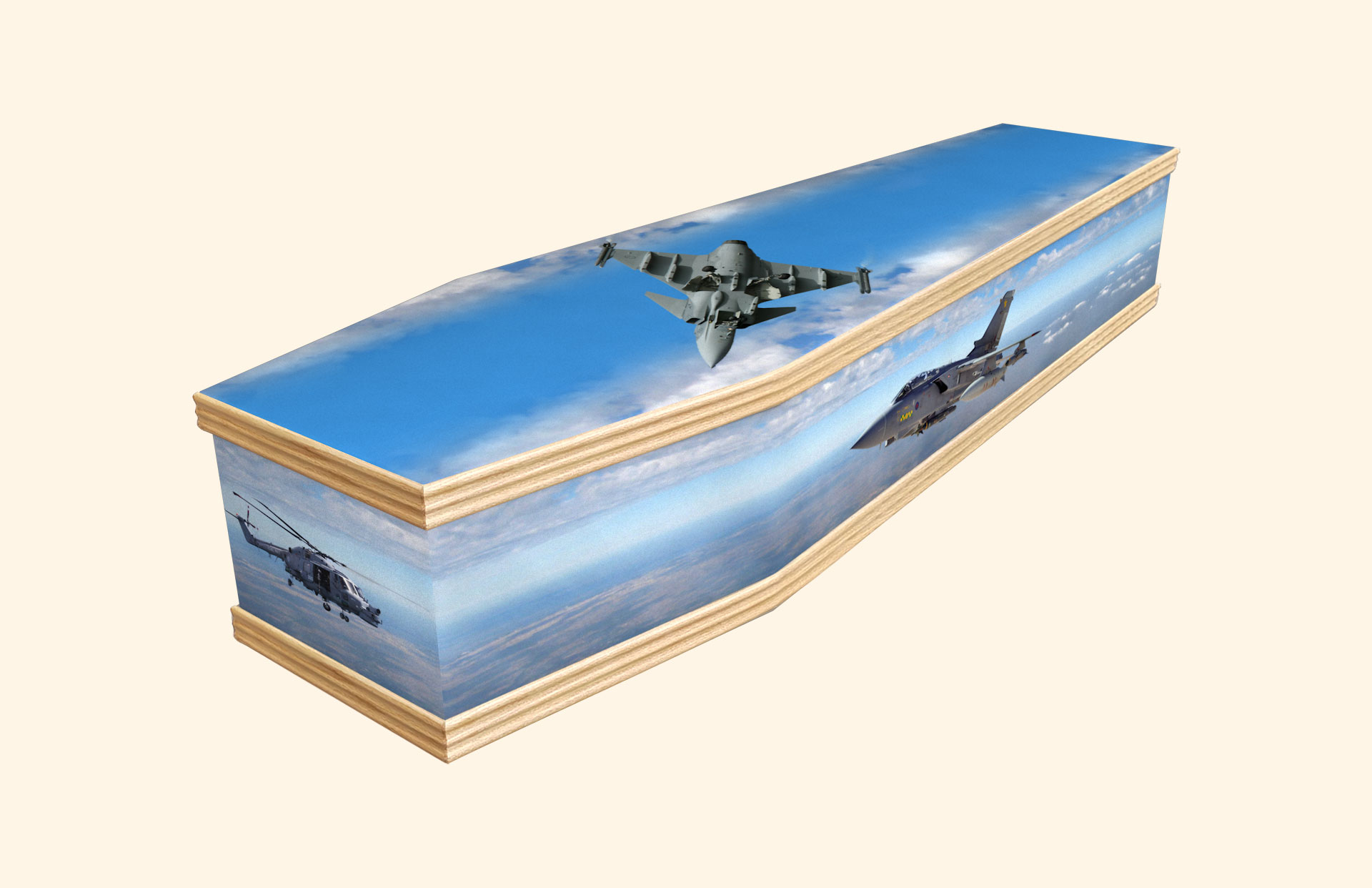 Fighter Planes design on a classic coffin