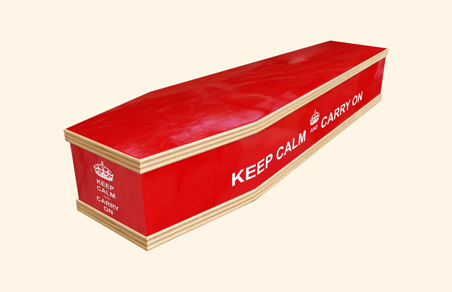 Keep Calm design on a classic coffin