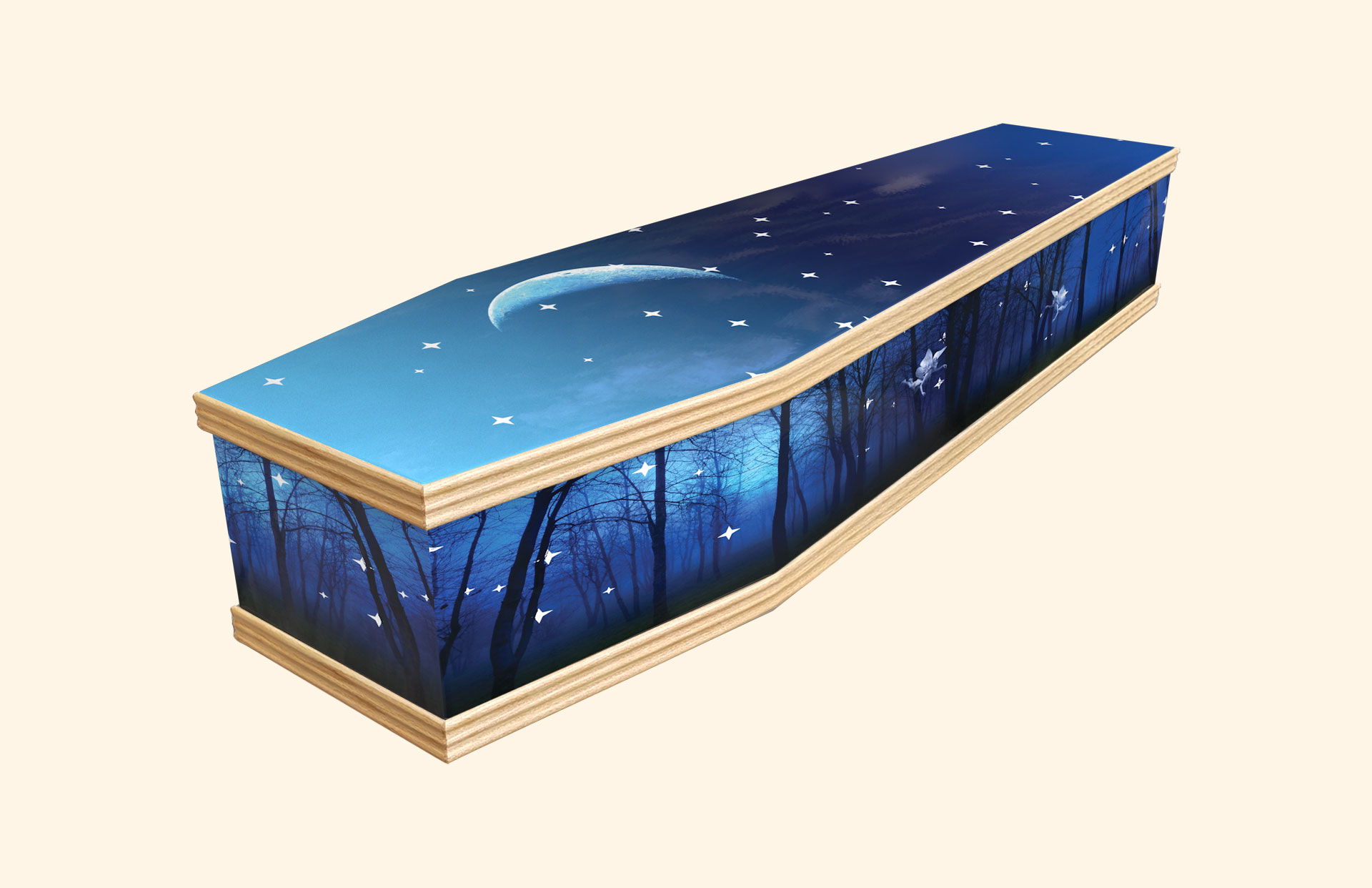 Moonlight Forest design on a classic coffin