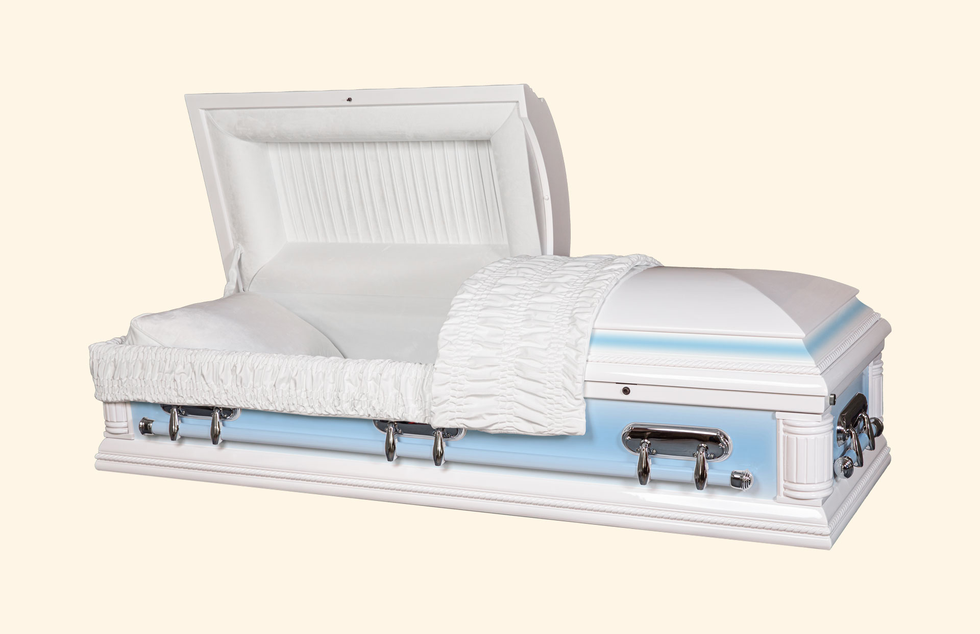 Purity Solid Blue Wood American Casket standard white interior