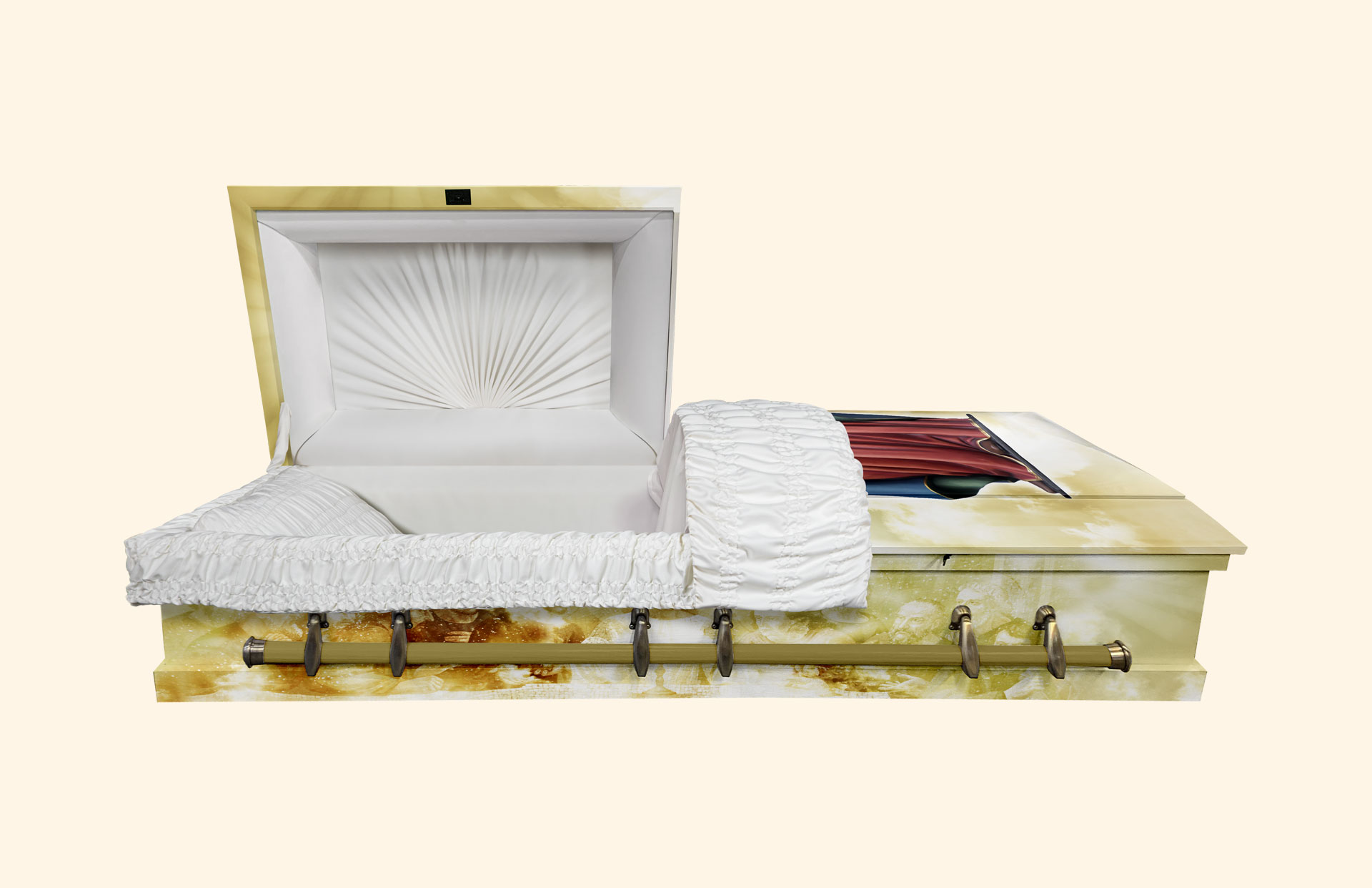 Alaska Virgin Mary American Wood Casket standard white interior