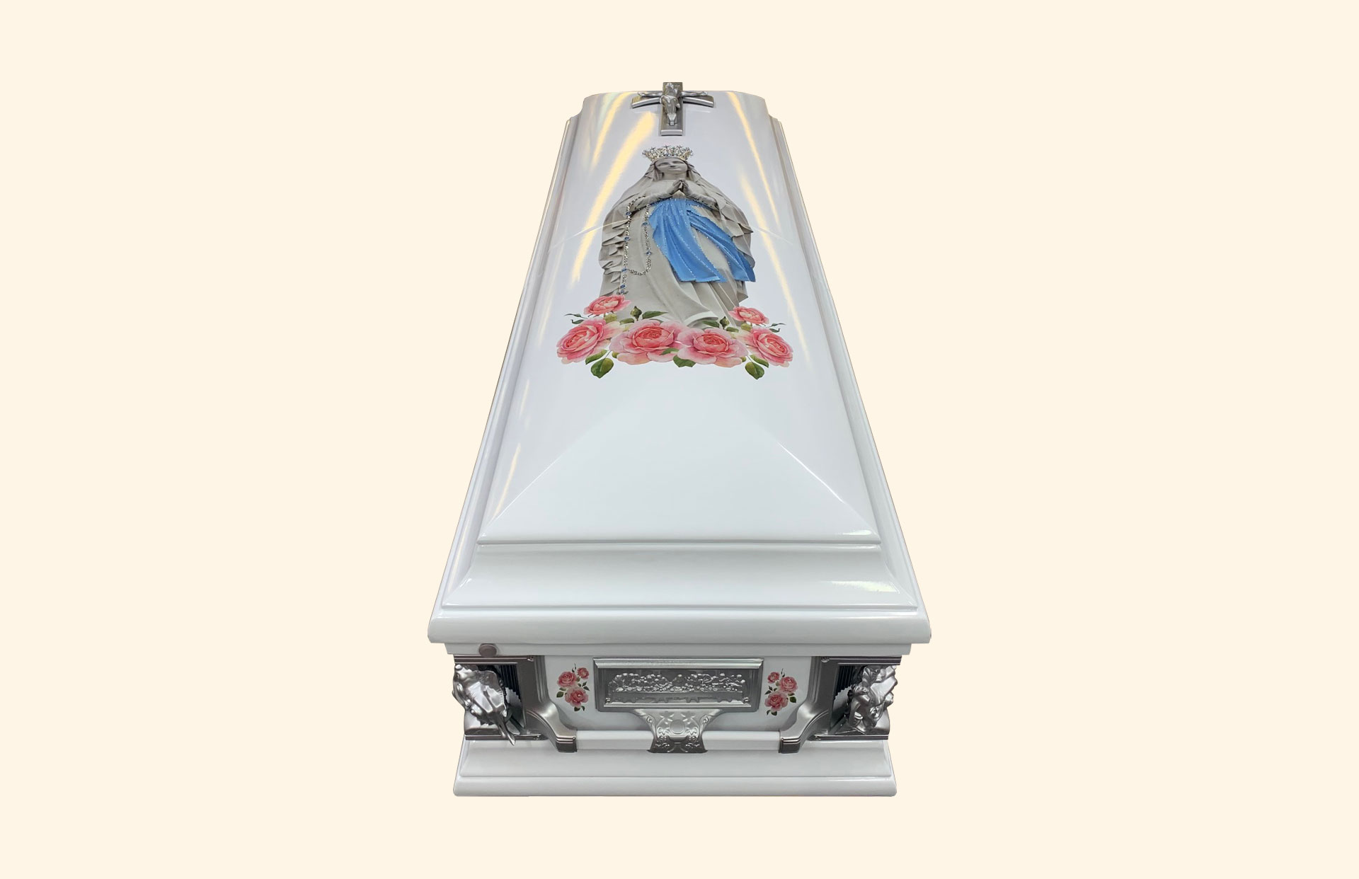 Corpus Christi Rosa Maria American wooden casket lid view
