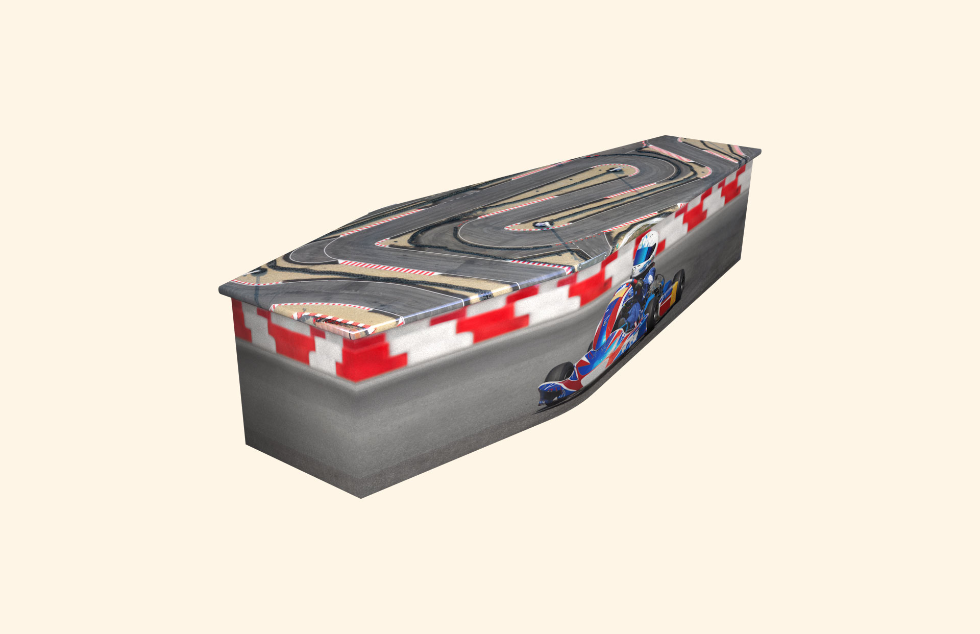 Go Karting design on a child coffin