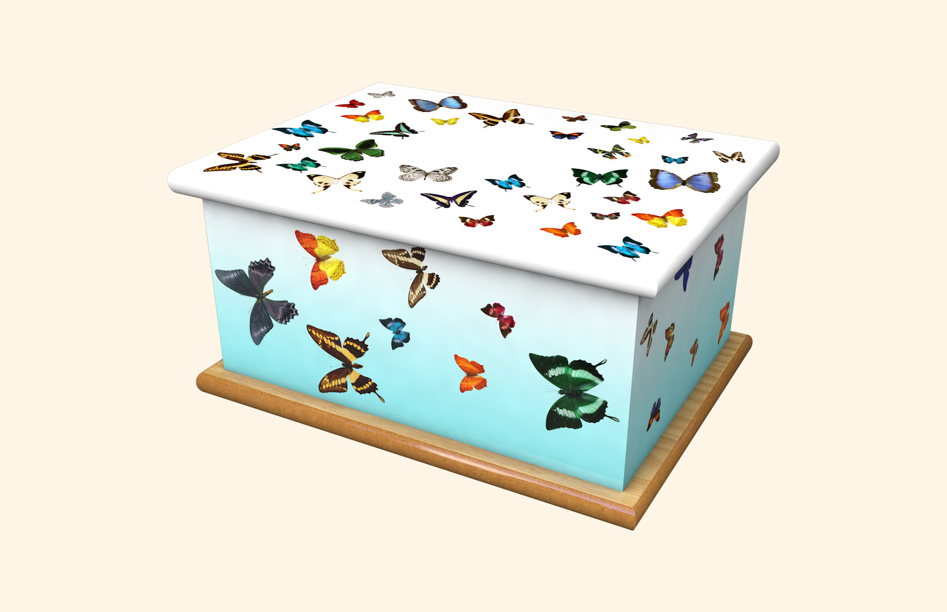 Fluttering Beauty Blue adult ashes casket