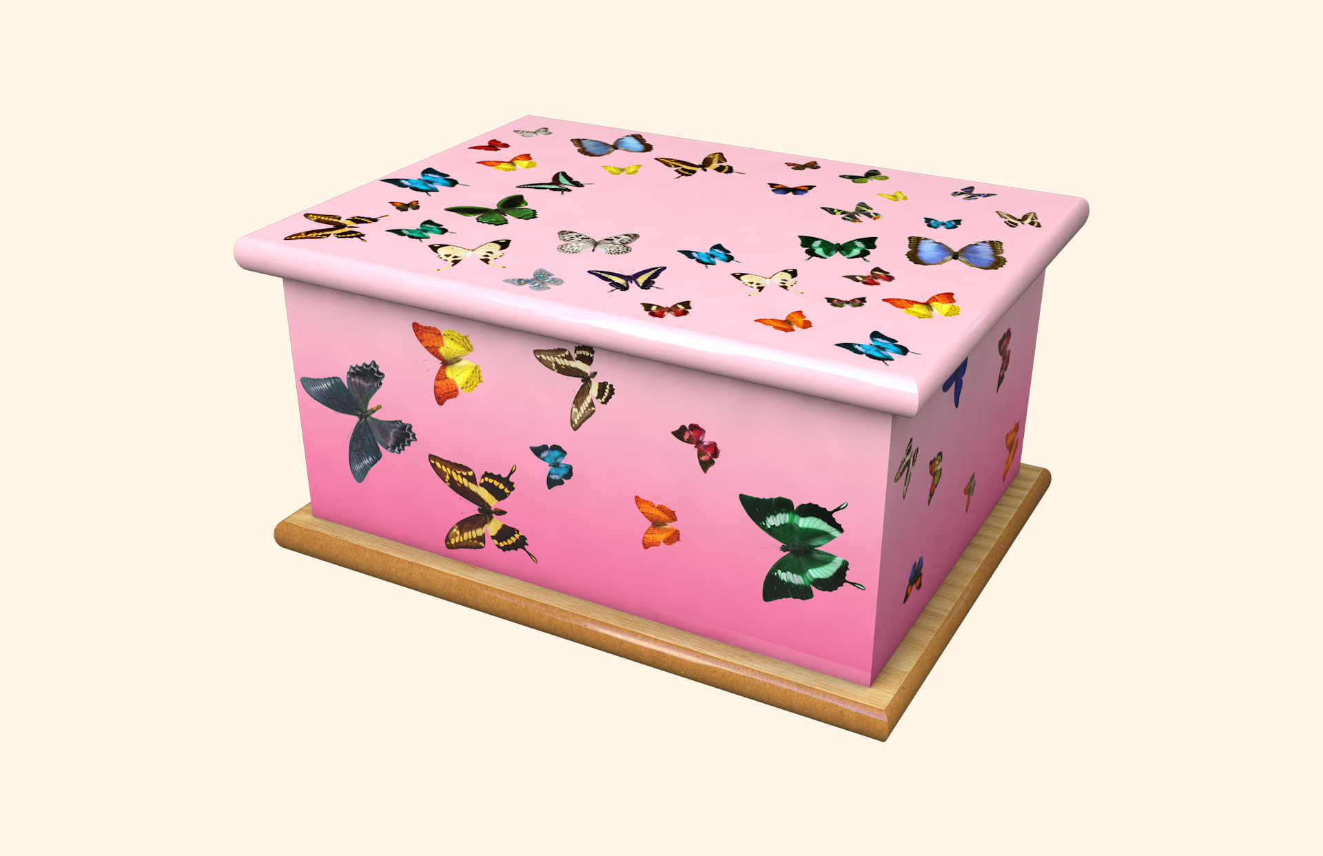 Fluttering Beauty Pink adult ashes casket
