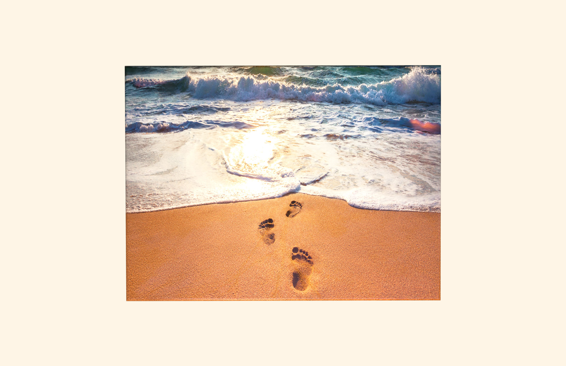 Sandy Footprints adult ashes casket top view