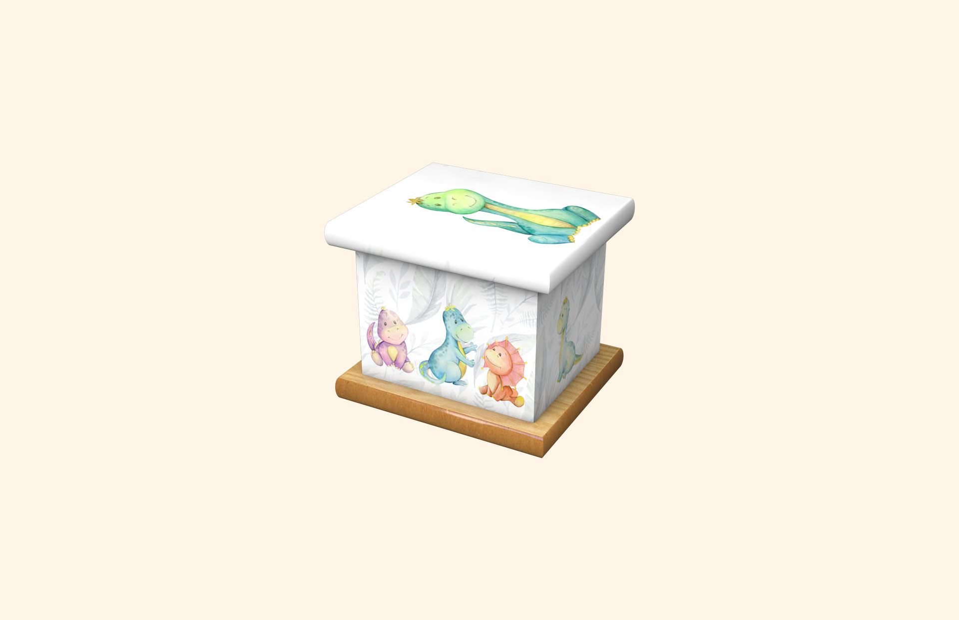 Playing with Dinosaurs infant ashes casket