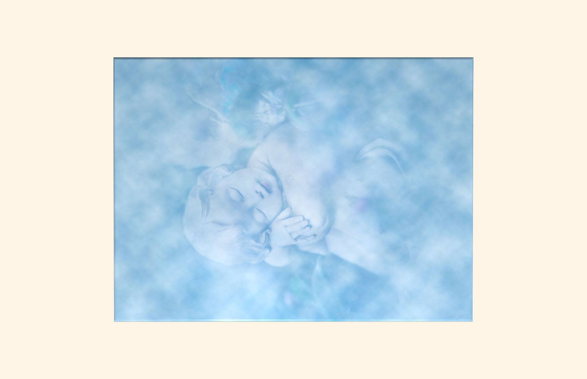 Dreaming Cherub child ashes casket top view