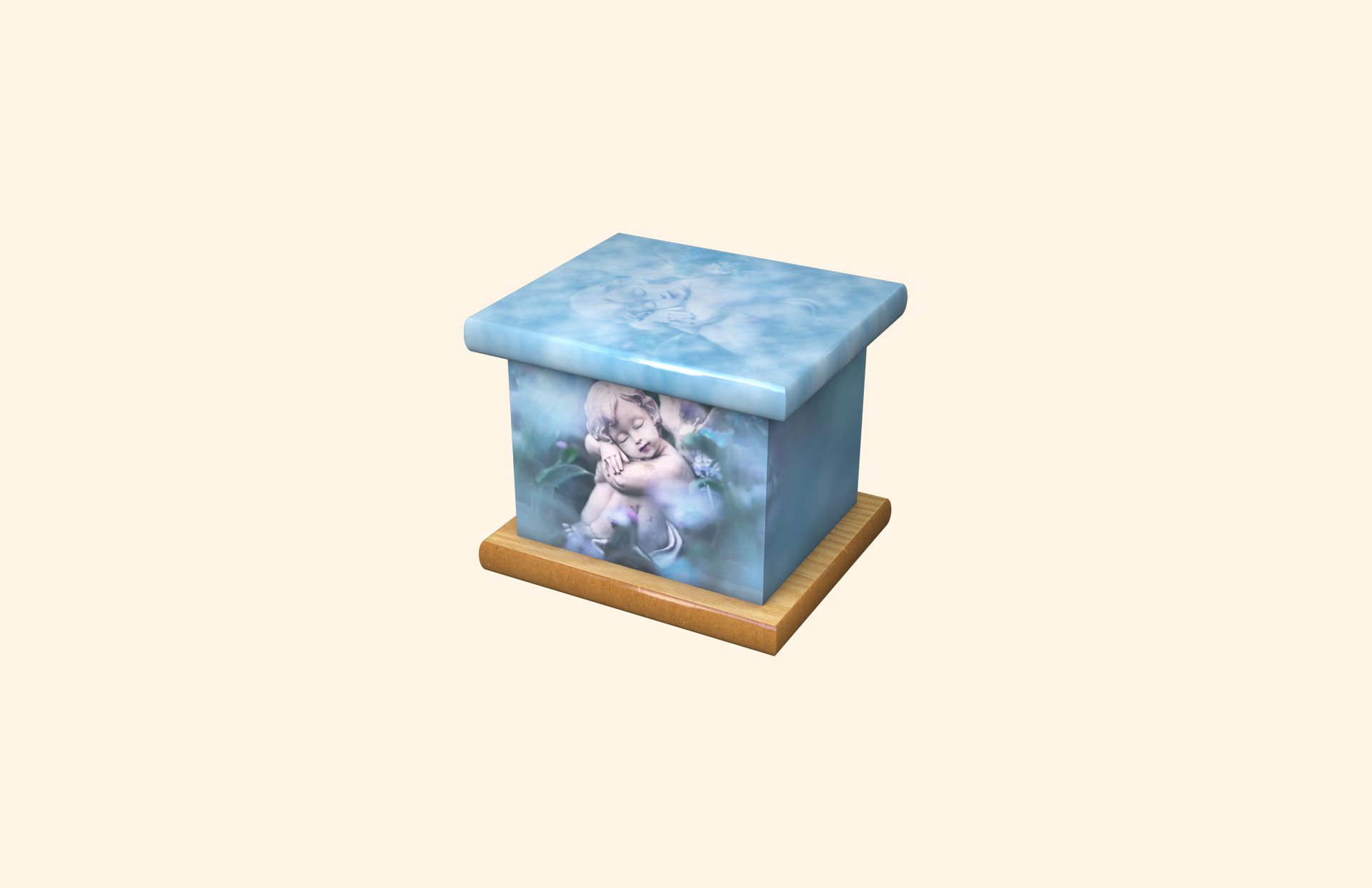 Dreaming Cherub infant ashes casket