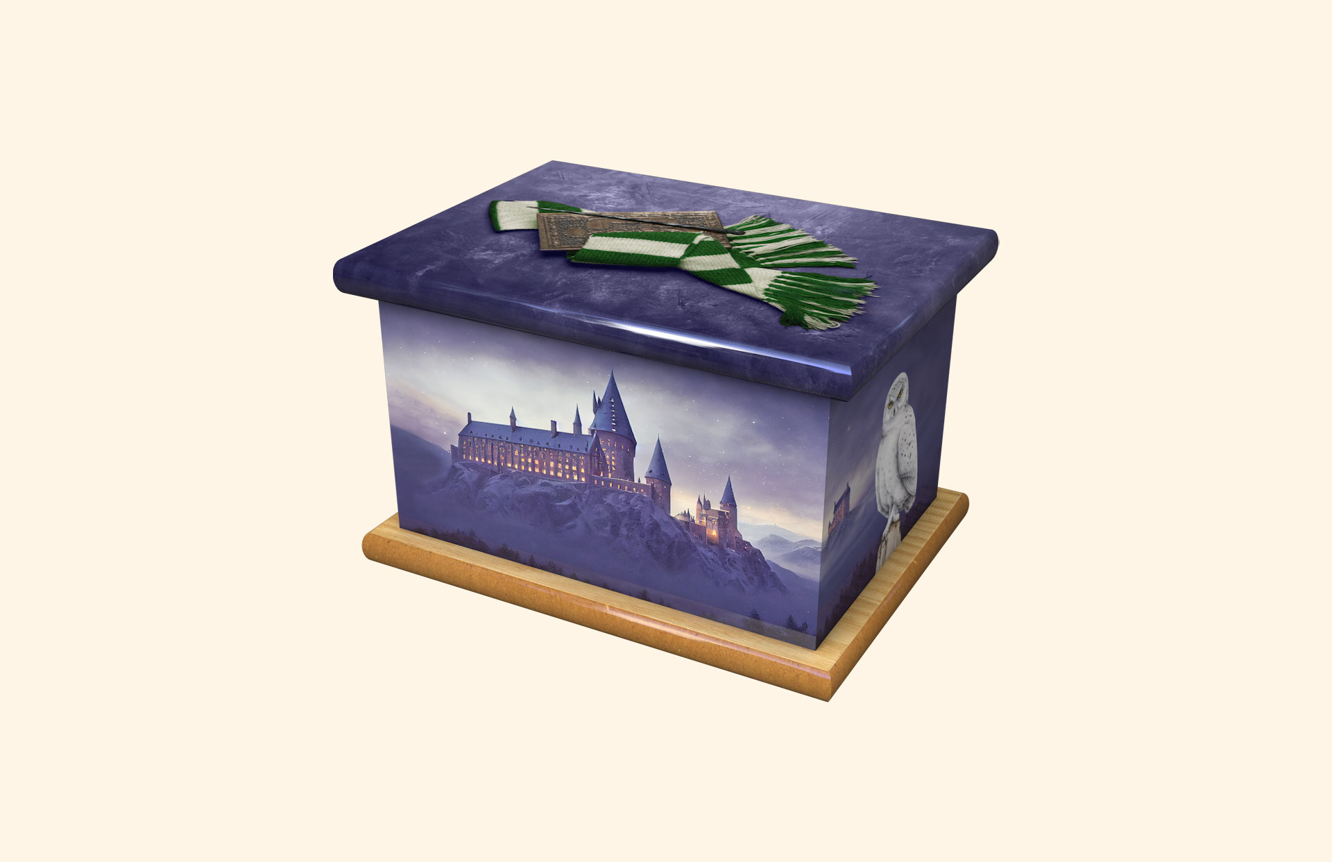 Wizard green and white child ashes casket