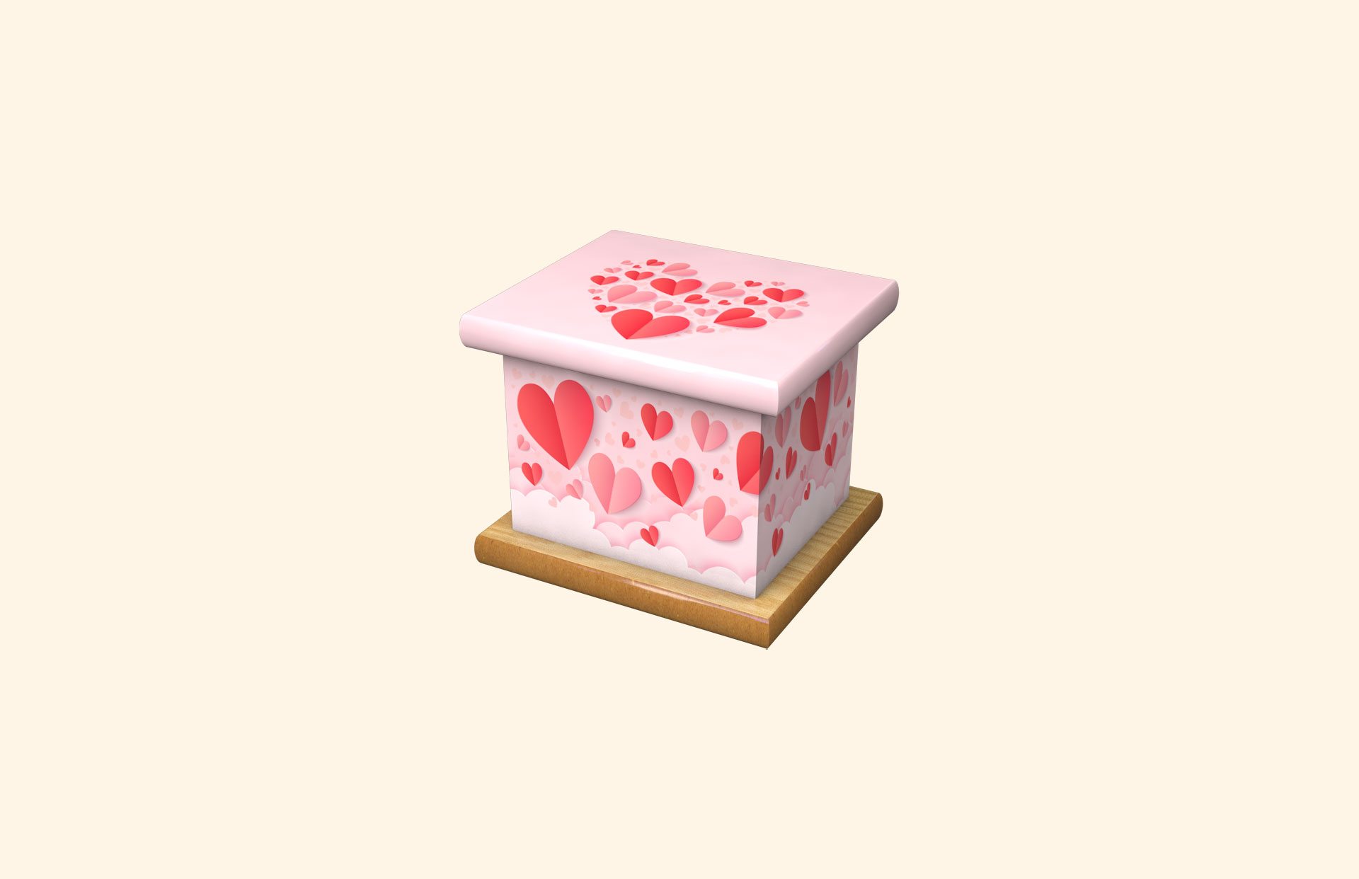 Paper Hearts infant ashes casket