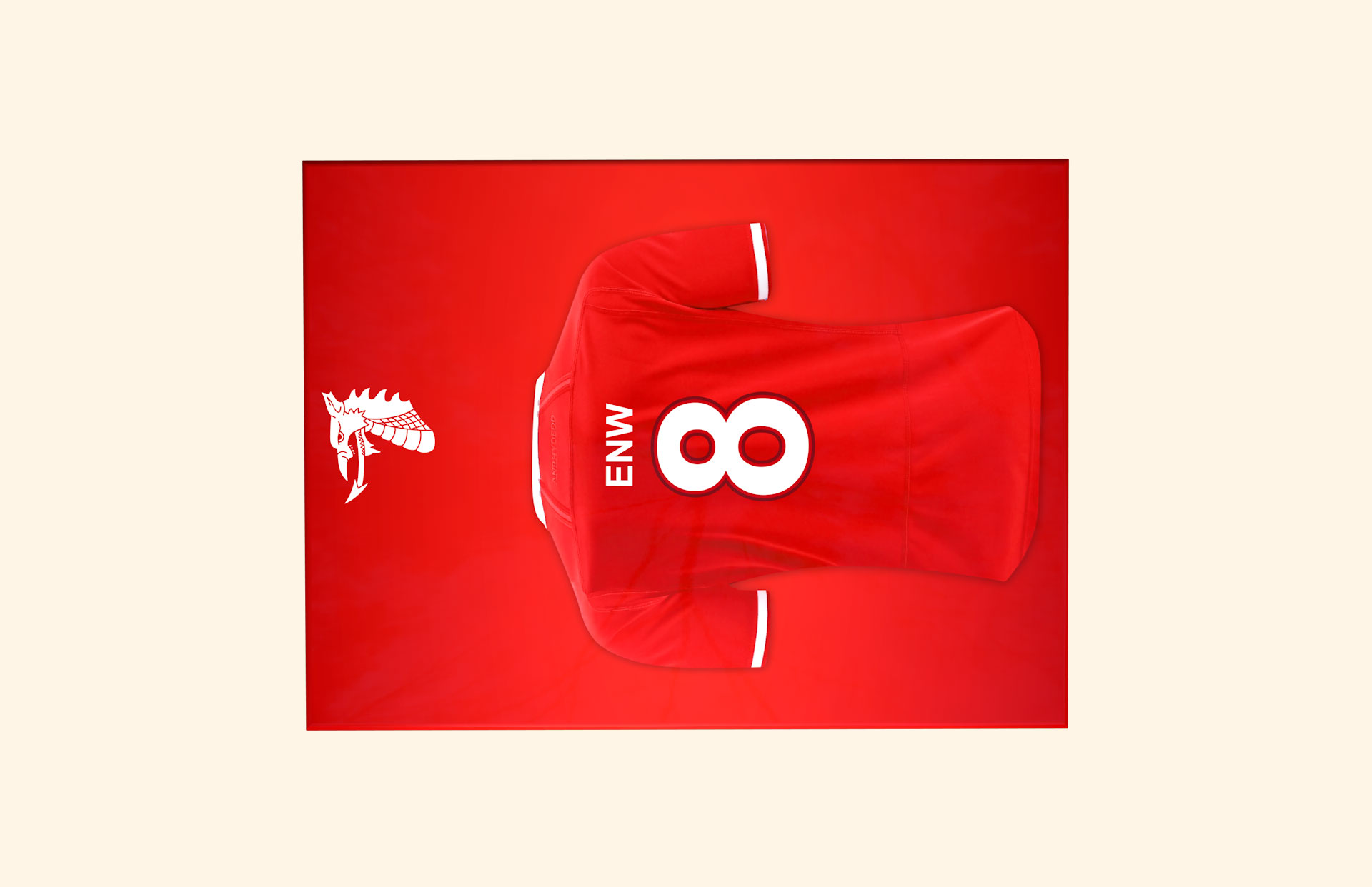 Rygbi adult ashes casket top view