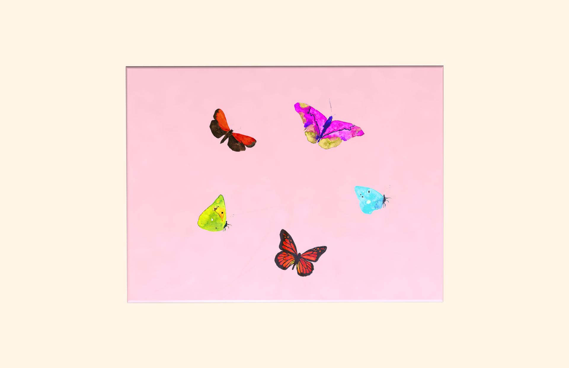 Pink with Butterflies adult ashes casket top view