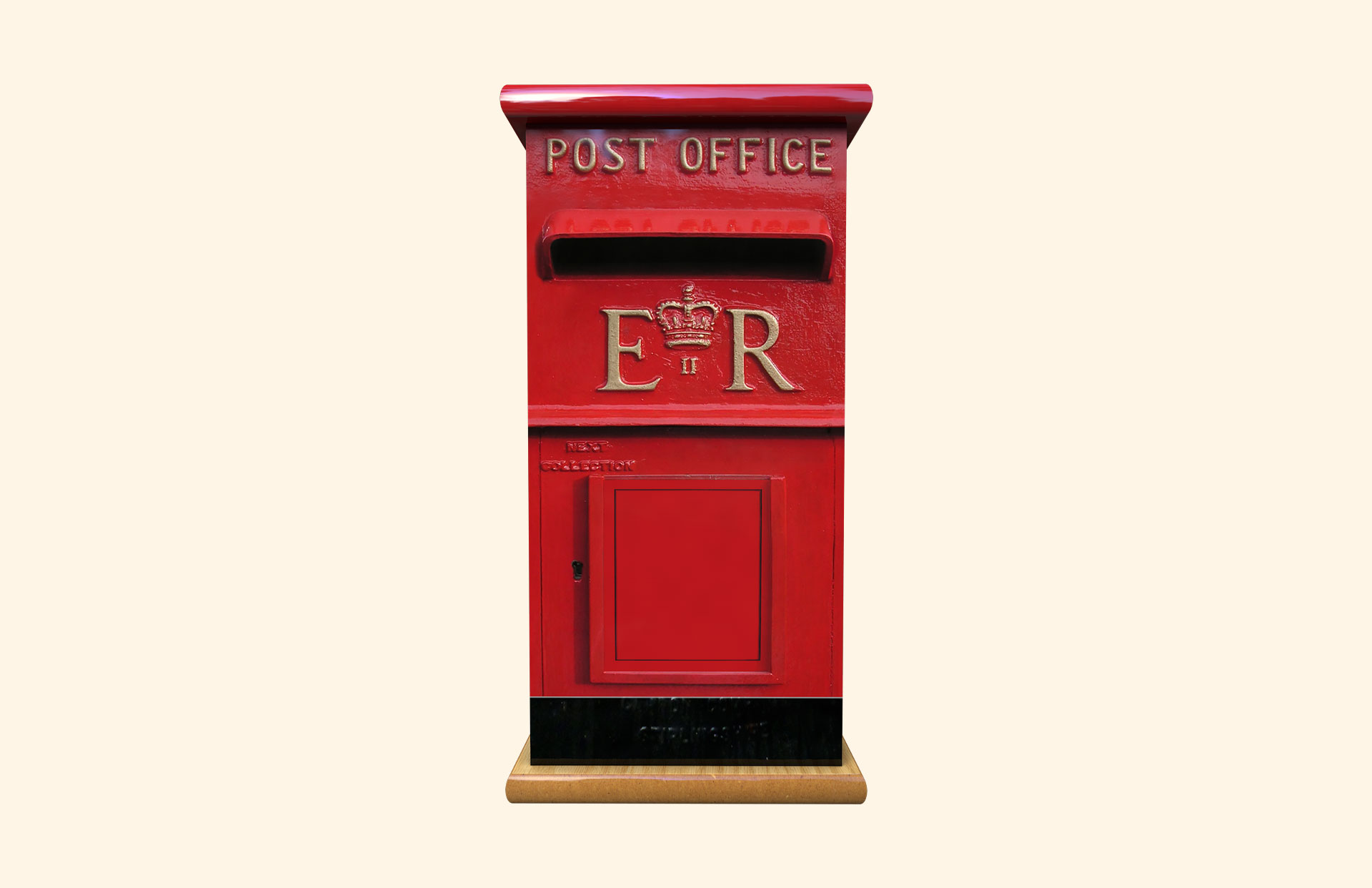 Post Box tall adult ashes casket front view