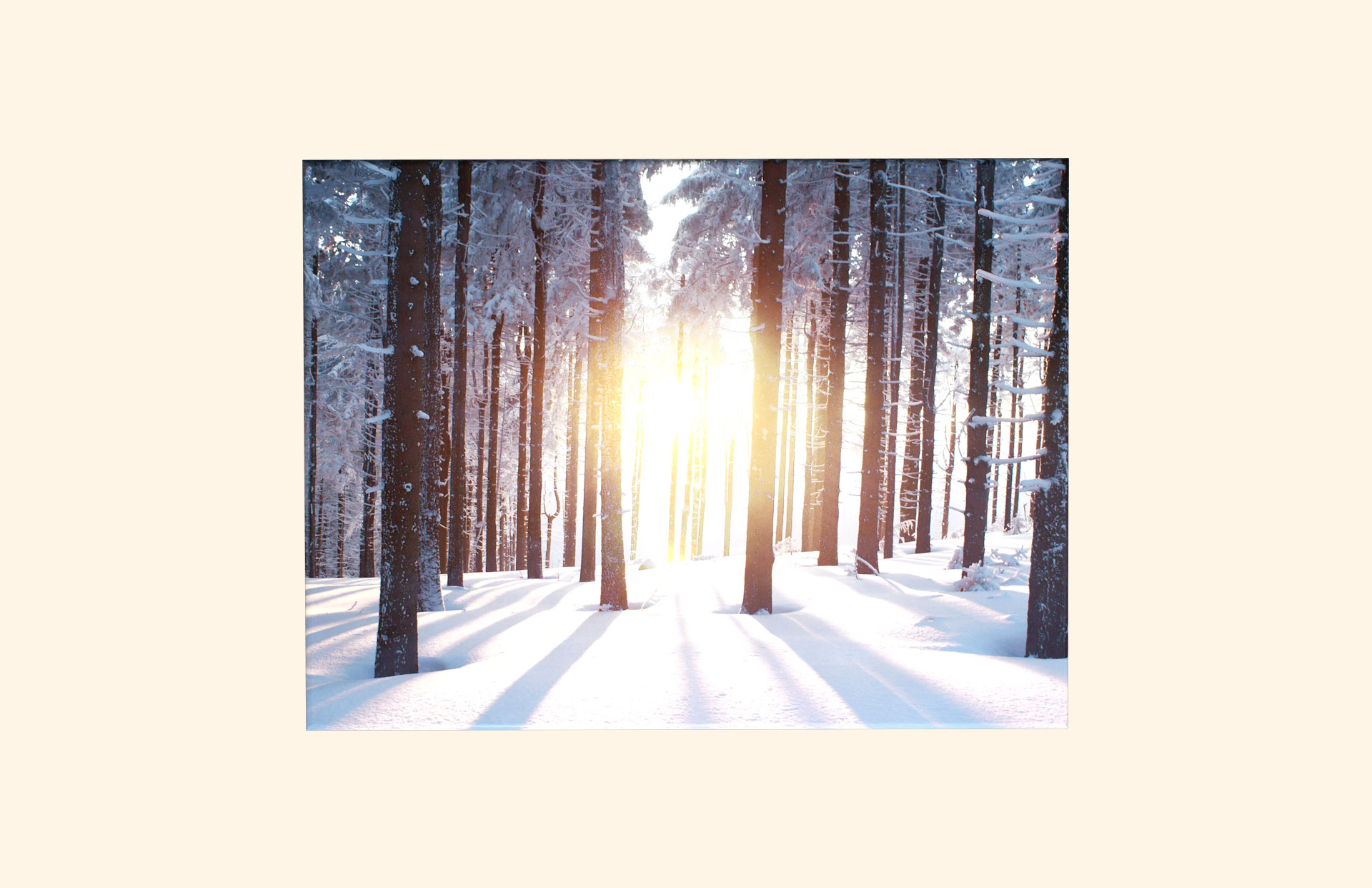 Winter Sunset adult ashes casket top view