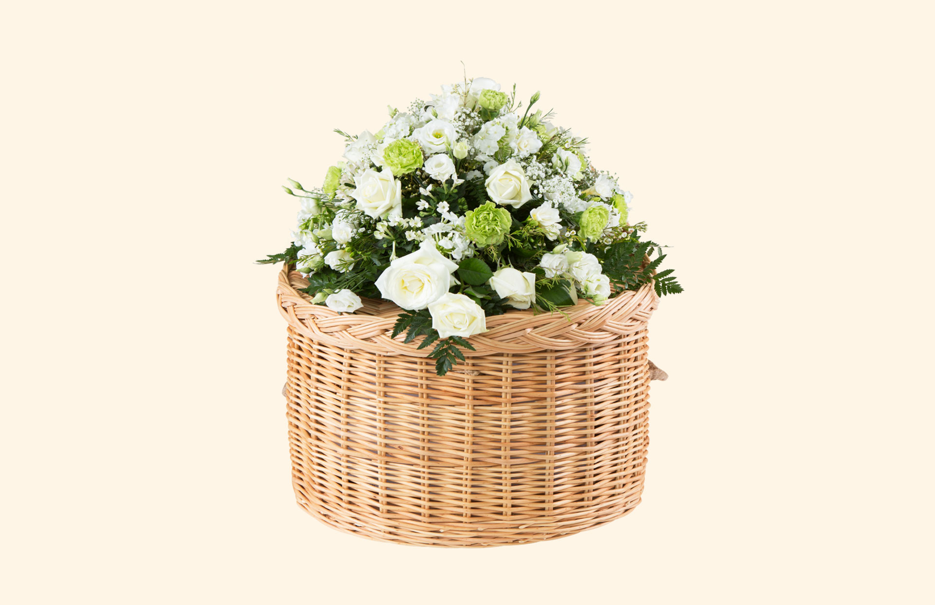 Willow natural woven curved coffin end view