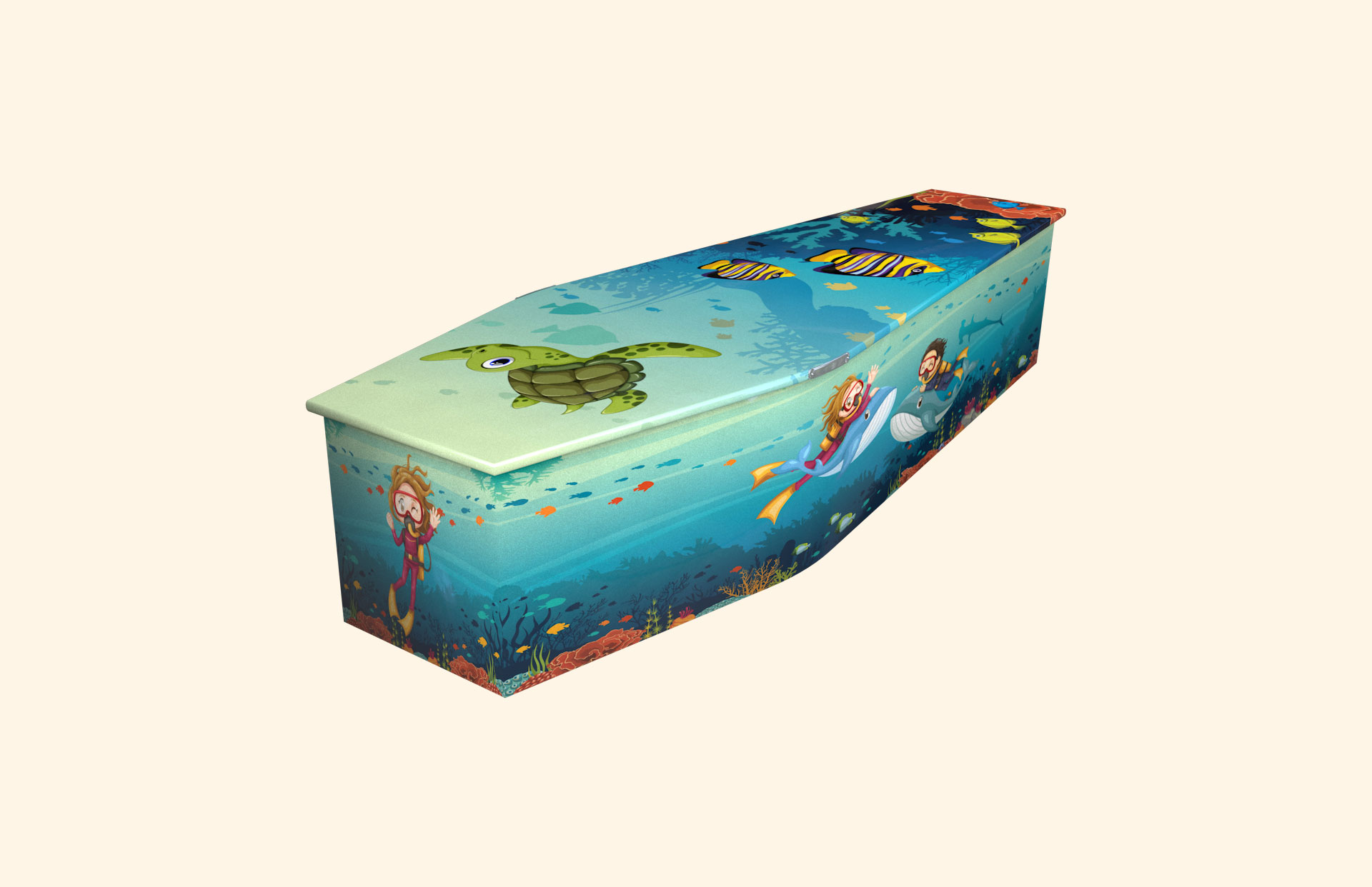 Scuba Diving design on a child coffin